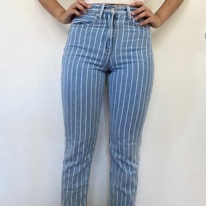 american eagle pin stripe mom jeans